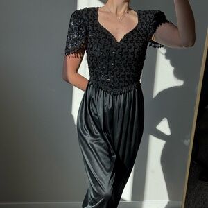 Vintage Lisaro & Co Beaded Sequin Jumpsuit • Size 4 • Made in USA